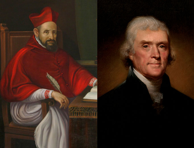St. Robert Bellarmine (l) and Thomas Jefferson
