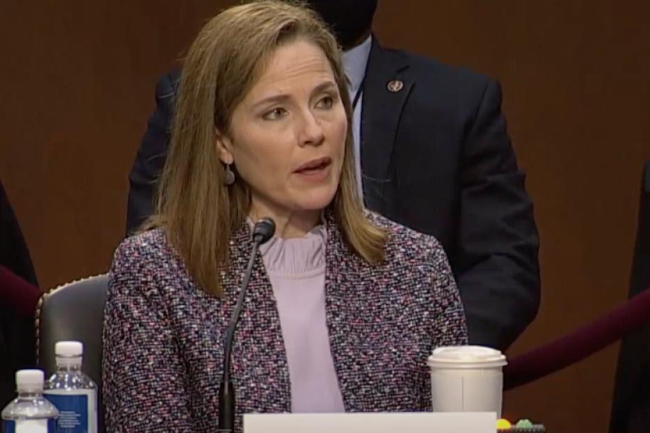 Amy Coney Barrett answers questions on Day 3 of Senate confirmation hearings, October 14, 2020.