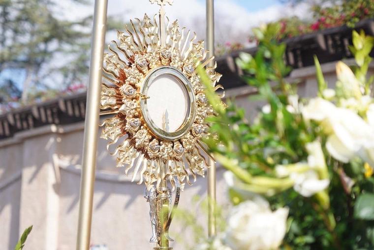 Eucharistic procession on March 25, 2023 led by Archbishop Jose Gomez in Los Angeles, Calif.