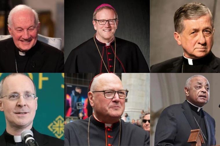Top (L to R) Cardinal Marc Ouellet; Bishop Robert Barron; Cardinal Blaze Cupich; Bottom (L to R)  Father James Martin; Cardinal Timothy Dolan; Cardinal Wilton Gregory.