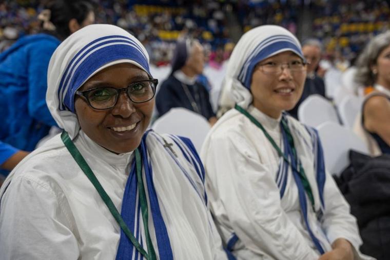 Missionaries of Charity came to greet Pope Francis during his trip to Ulaanbaatar, Mongolia, Sept. 1-4.