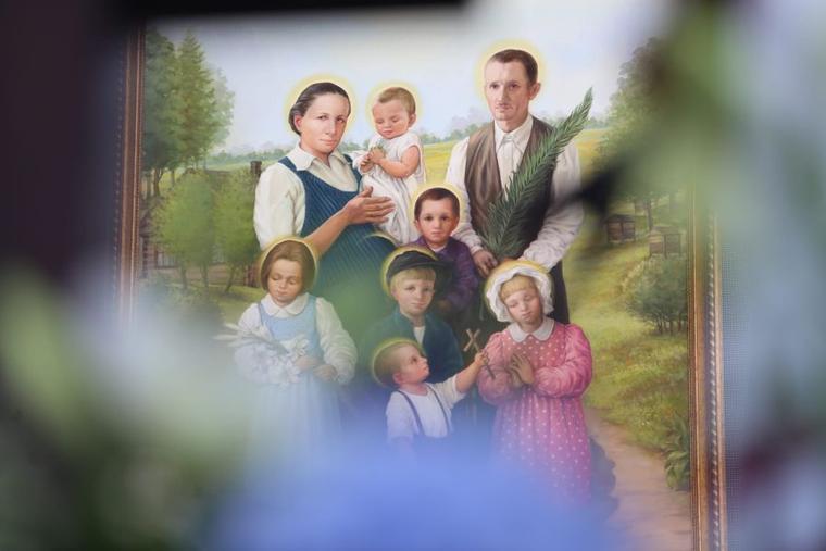 A portrait of the Ulma family was unveiled at their beatification Mass on Sept. 10 in Markowa, Poland.