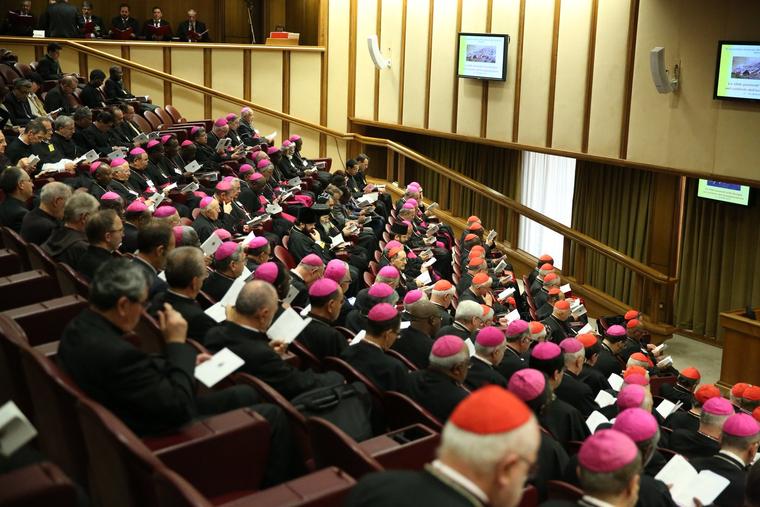 Pope Francis leads a session of the Synod on the Family inside the Vatican's Synod Hall Oct. 10, 2014. 