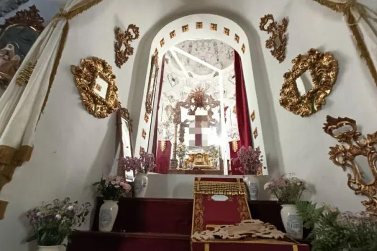 The sanctuary of the Virgin of Flowers Shrine in Álora, Málaga, Spain, was found desecrated Sept. 19, 2023.