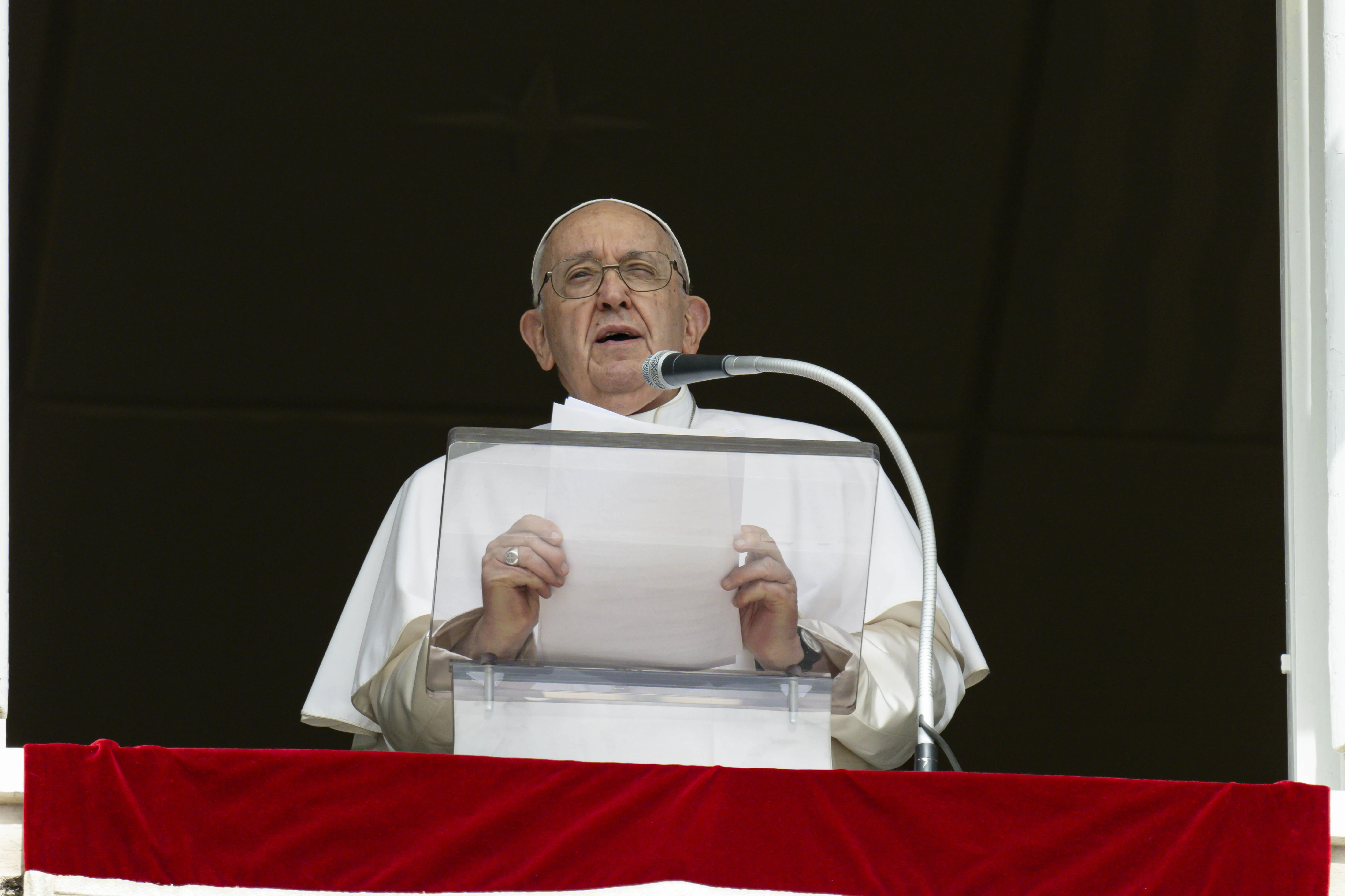 Pope Francis speaks during his Angelus address on Sept. 17, 2023. Vatican Media