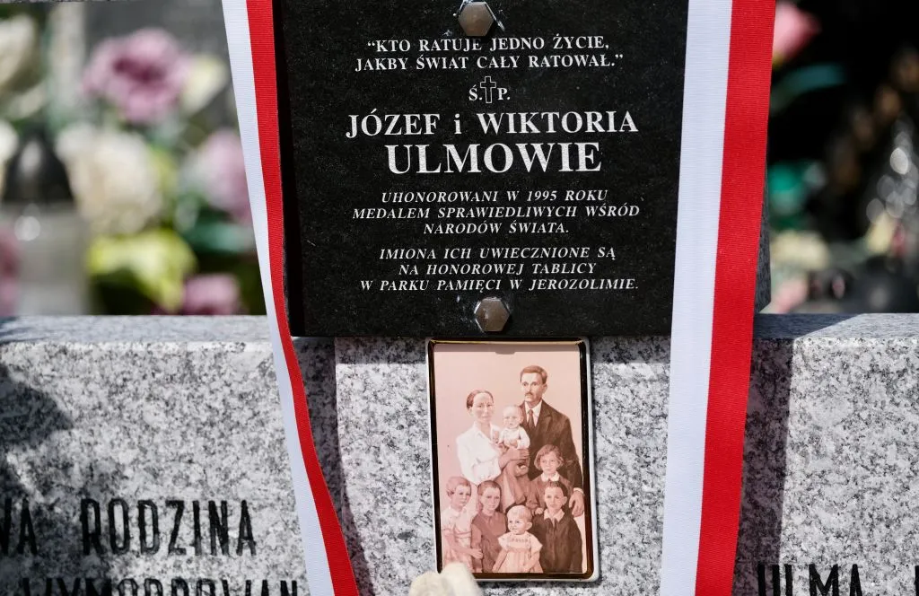 The family grave of the Ulma family is pictured in Markowa, Poland, on Sept. 10, 2023 during the beatification of the Ulma family. Credit: Bartosz Siedlik/AFP via Getty Images