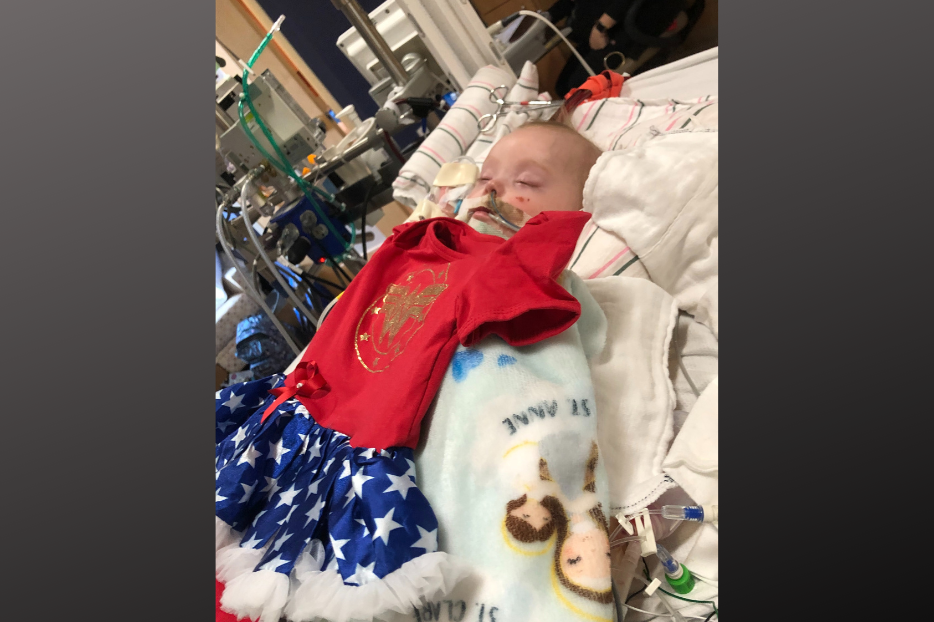 Baby Mary Elizabeth on life support at Riley Hospital. courtesy 