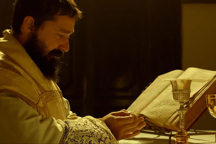 Actor Shia LaBeouf as Padre Pio in a new movie in theaters June 2.